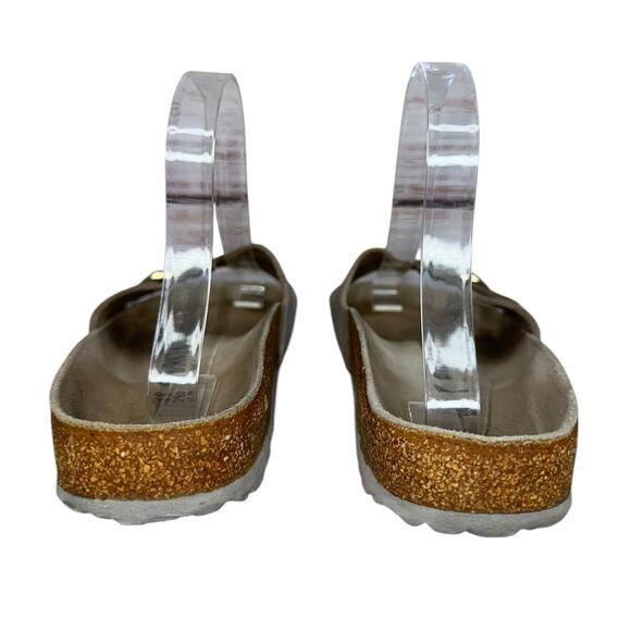 Birkenstock Madrid Metallic Silver Leather Big Buckle Sandals Slip On Size 8 - Picture 7 of 10